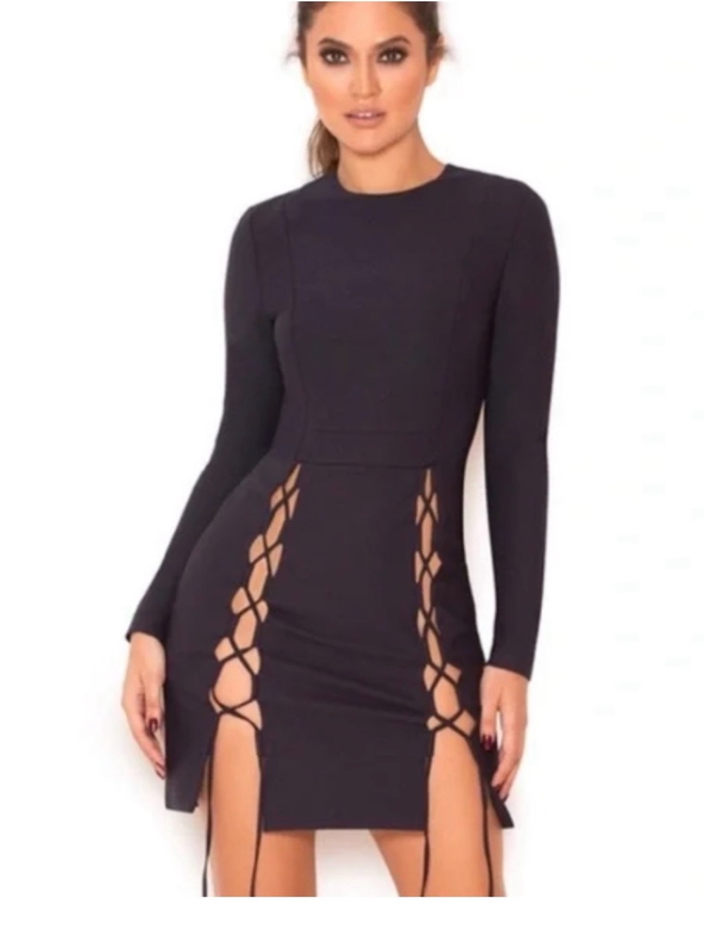 House of CB Elegant Bellezza Navy Long Sleeve Dress